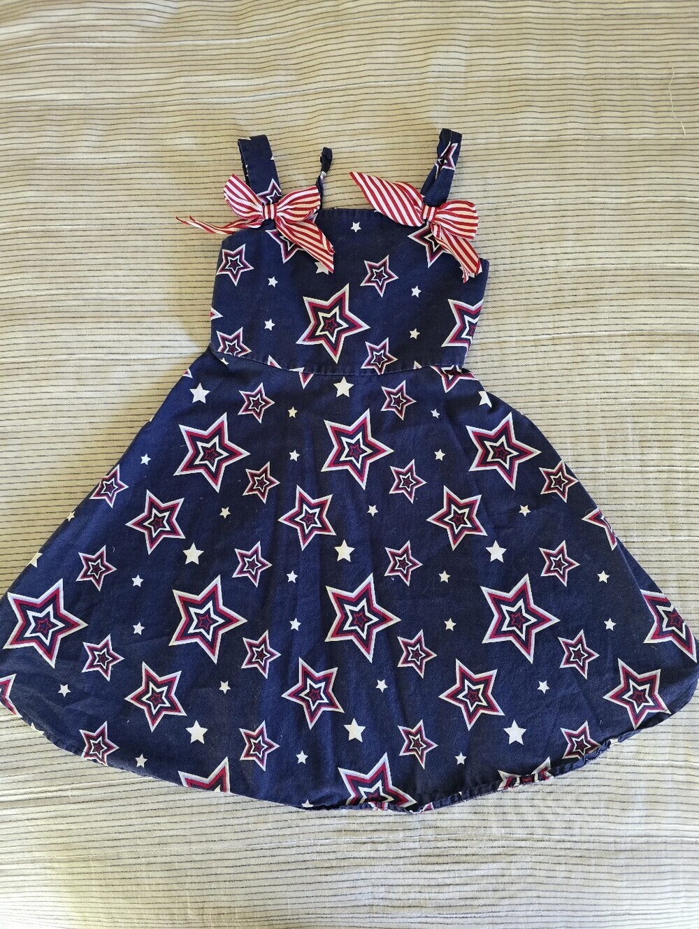 Jessica Ann Girls Size 6 Patriotic Star Dress Navy Blue 4th Of July